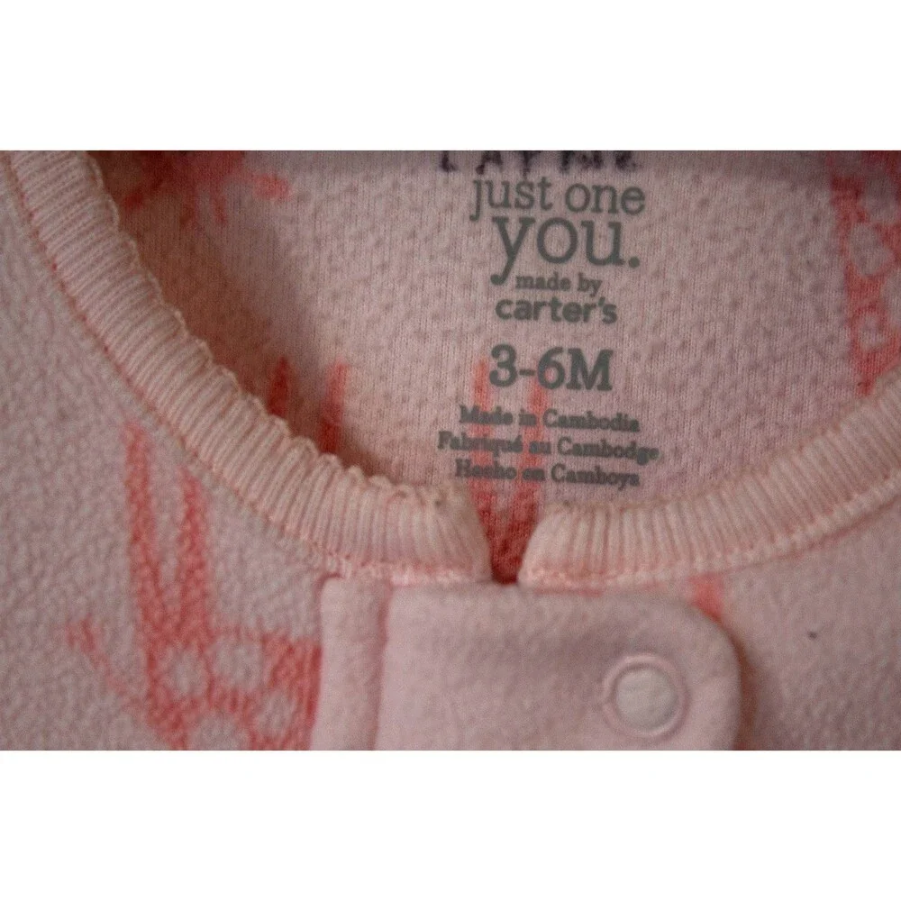 Just One You Carter's Fleece Sleep Sack Gown Pink Giraffes Girl Size 3-6 Months